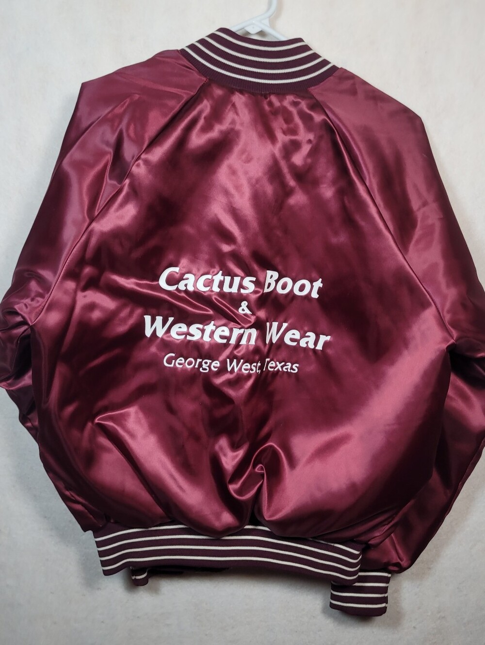 90s BIKE Cactus Boots & Western Wear Maroon Nylon Jacket George West, Tx Sz Med